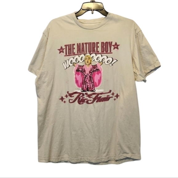 WWLegends Ric Flair The Nature Boy T-Shirt Grey & Pink 100% Cotton Size XL - Picture 1 of 4